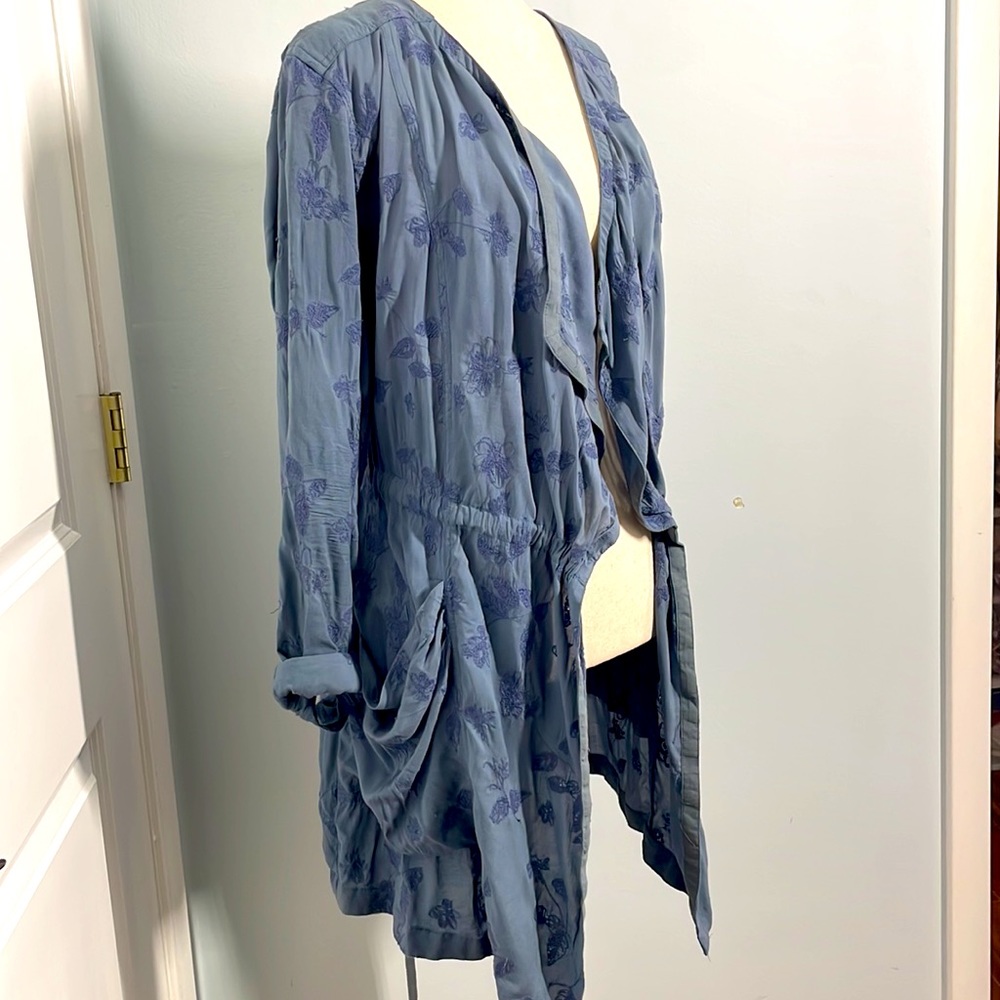 Anthropologie Hei Hei Blue Melita Draped Floral Jacket Duster size XS - Picture 4 of 7